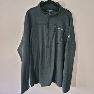 Eddie Bauer Mens First‎ Ascent 1/4 Zip Fleece 2XL Like New Heathered Green Black